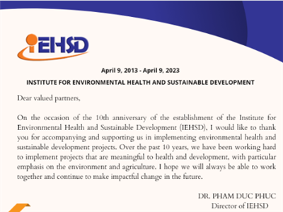 10th ANNIVERSARY - INSTITUTE FOR ENVIRONMENTAL HEALTH AND SUSTAINABLE DEVELOPMENT